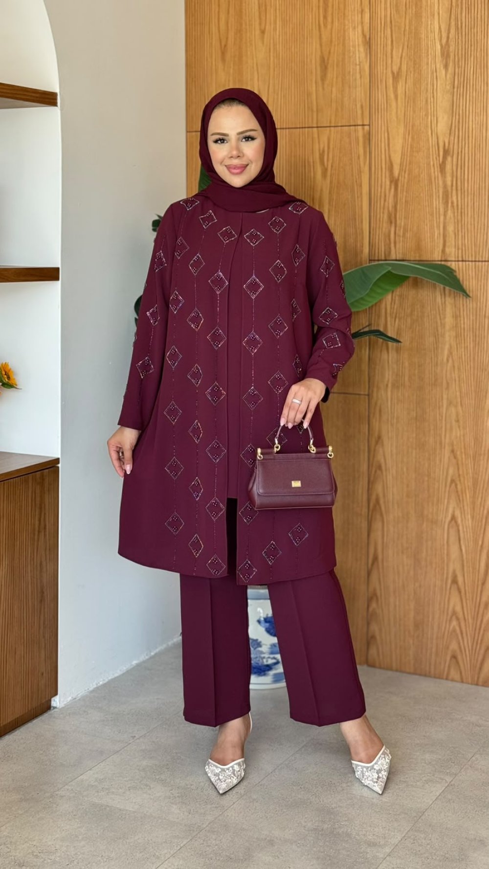 İlke Tunik Takım — Bordo