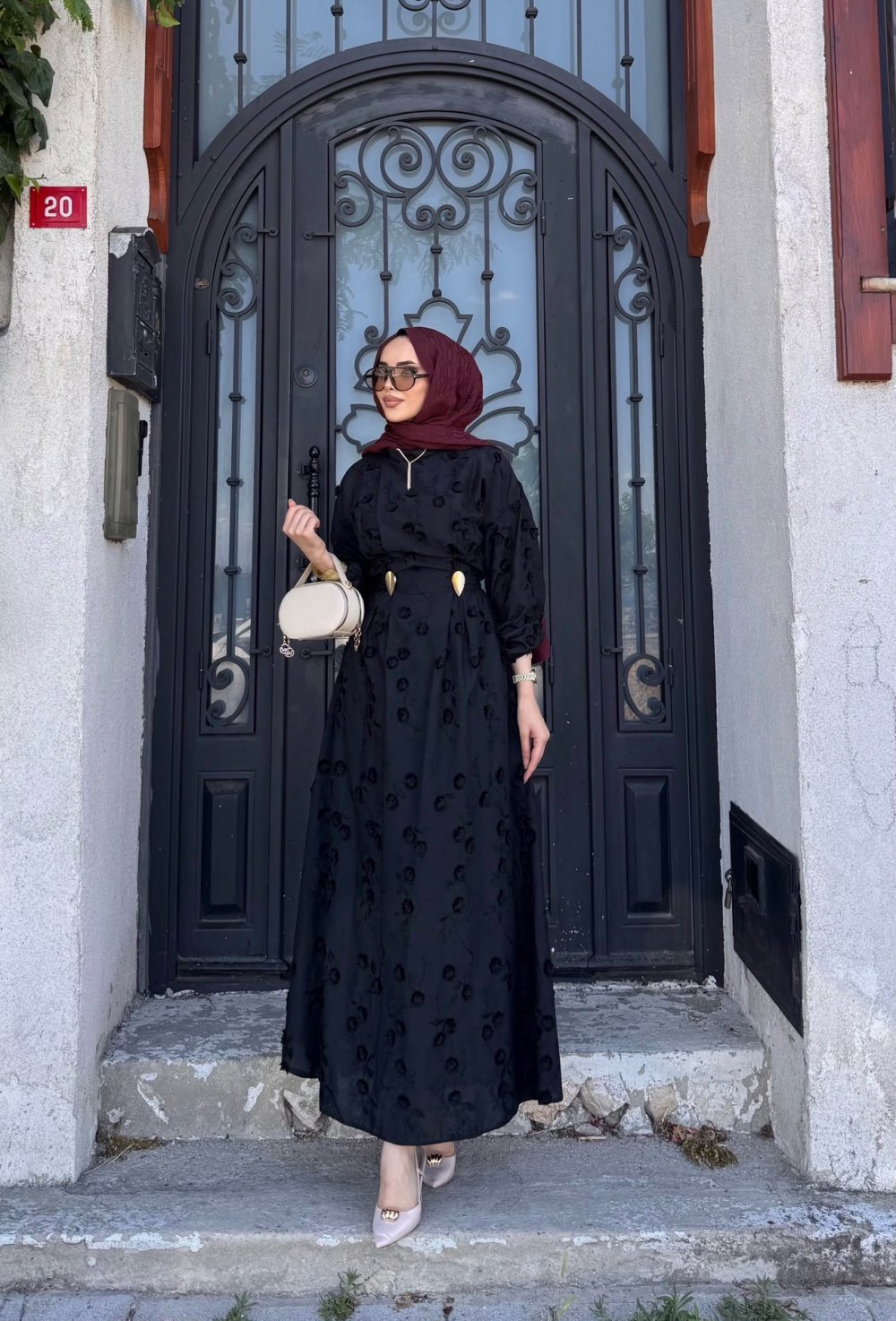 Mısra Astarlı Elbise — Siyah