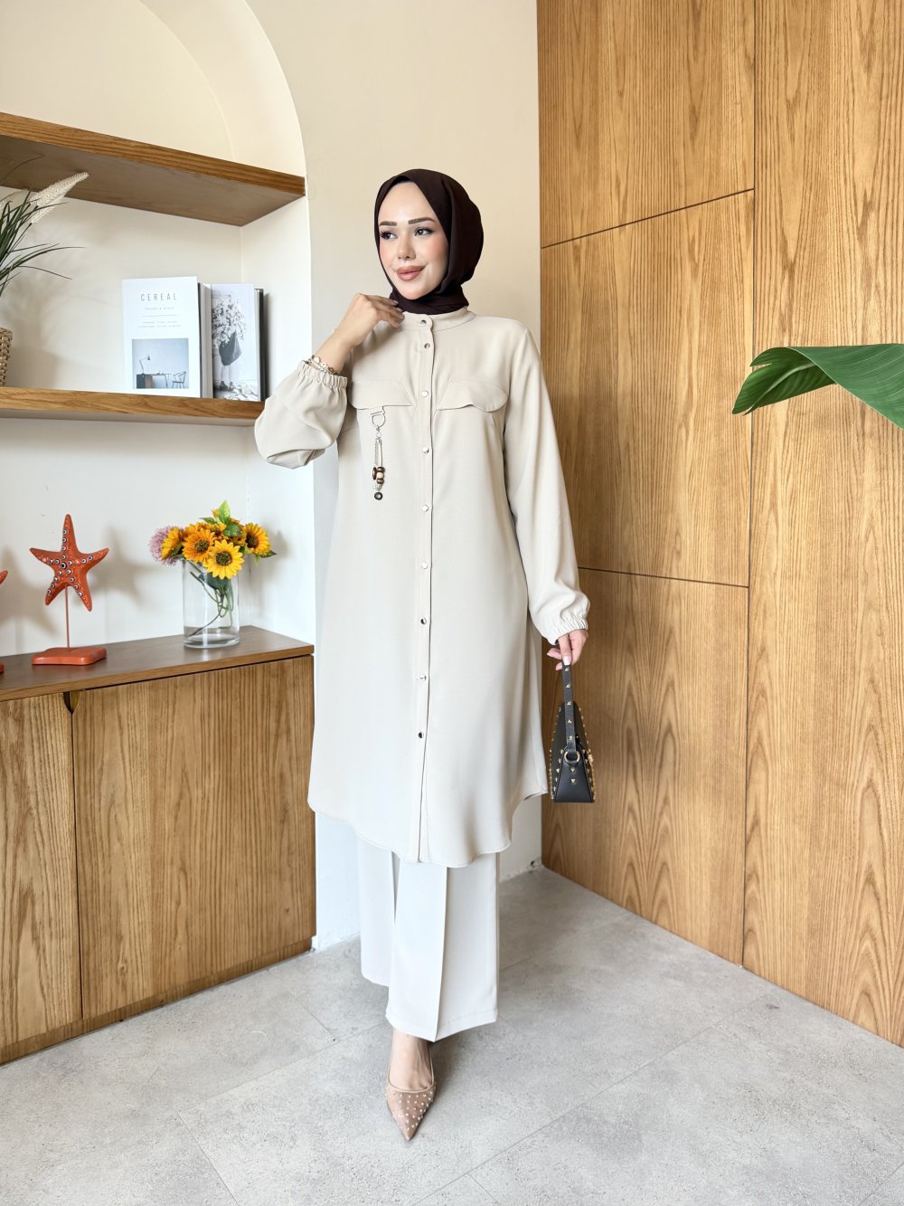 Mualla Tunik Takım — Krem